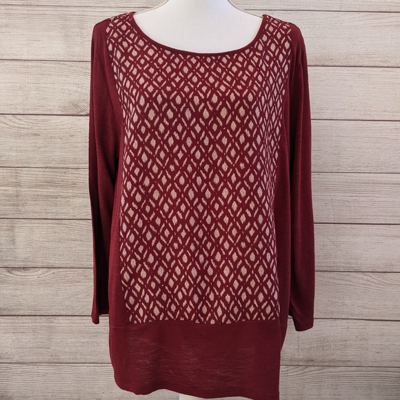 Lucky Brand top size large, red and white diamonds - Picture 1 of 10